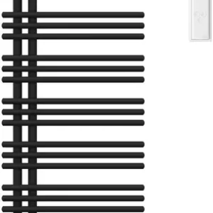 Seulement Aujourd'hui Radiateur de bain Zehnder Yucca Asym Noir mat Résistance électrique à gauche
